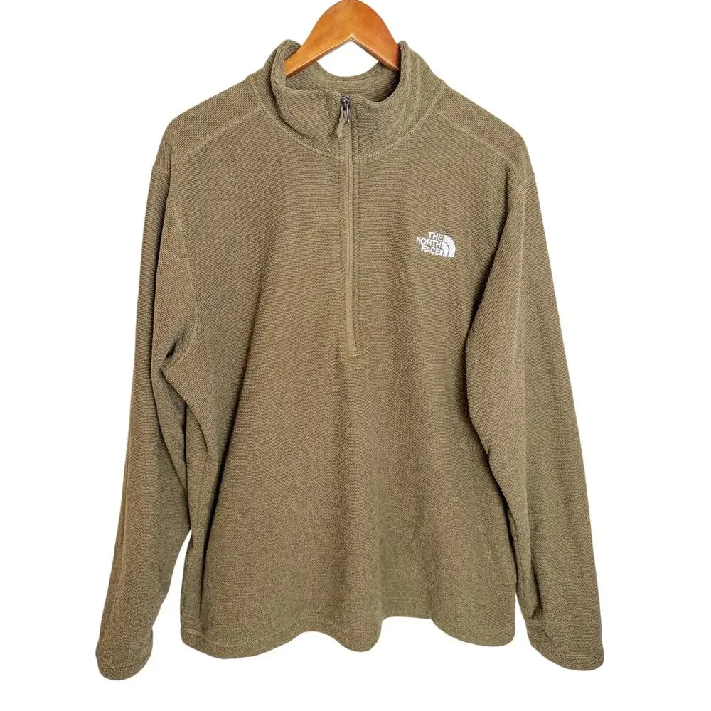 The North Face Men’s Textured Cap Rock 1/4 Zip Fleece Green Sweater Jacket XL
